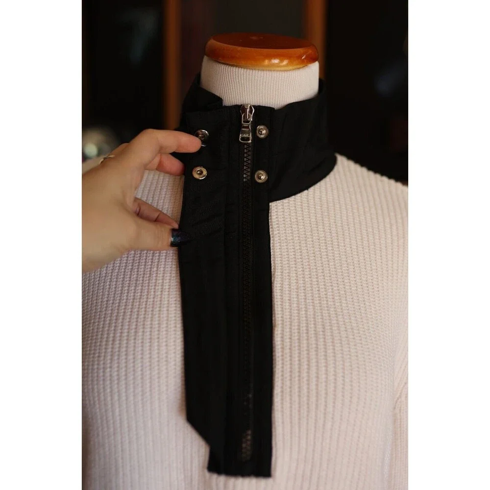 L-RL Lauren Active Ralph Lauren White Half Zip Knit Sweater Patches Preppy XL